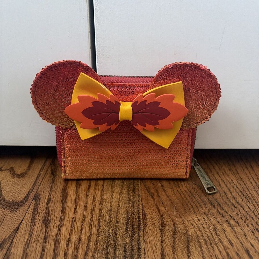 Loungefly Disney Minnie Mouse Sequin Fall Ombre Zip Around Wallet